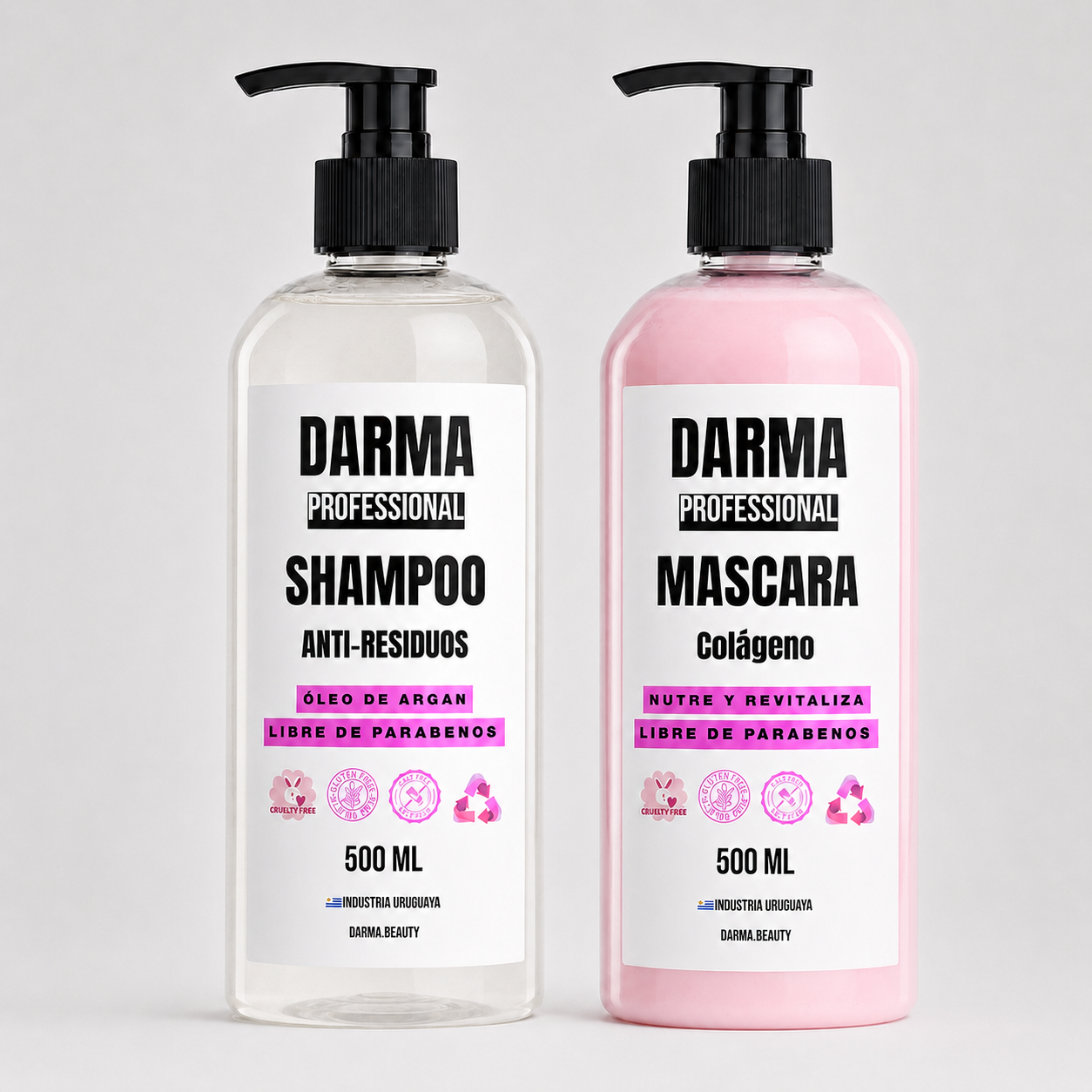 Pack Darma Professional Shampoo Anti-Residuos Alisado + Máscara Colágeno 500 ml