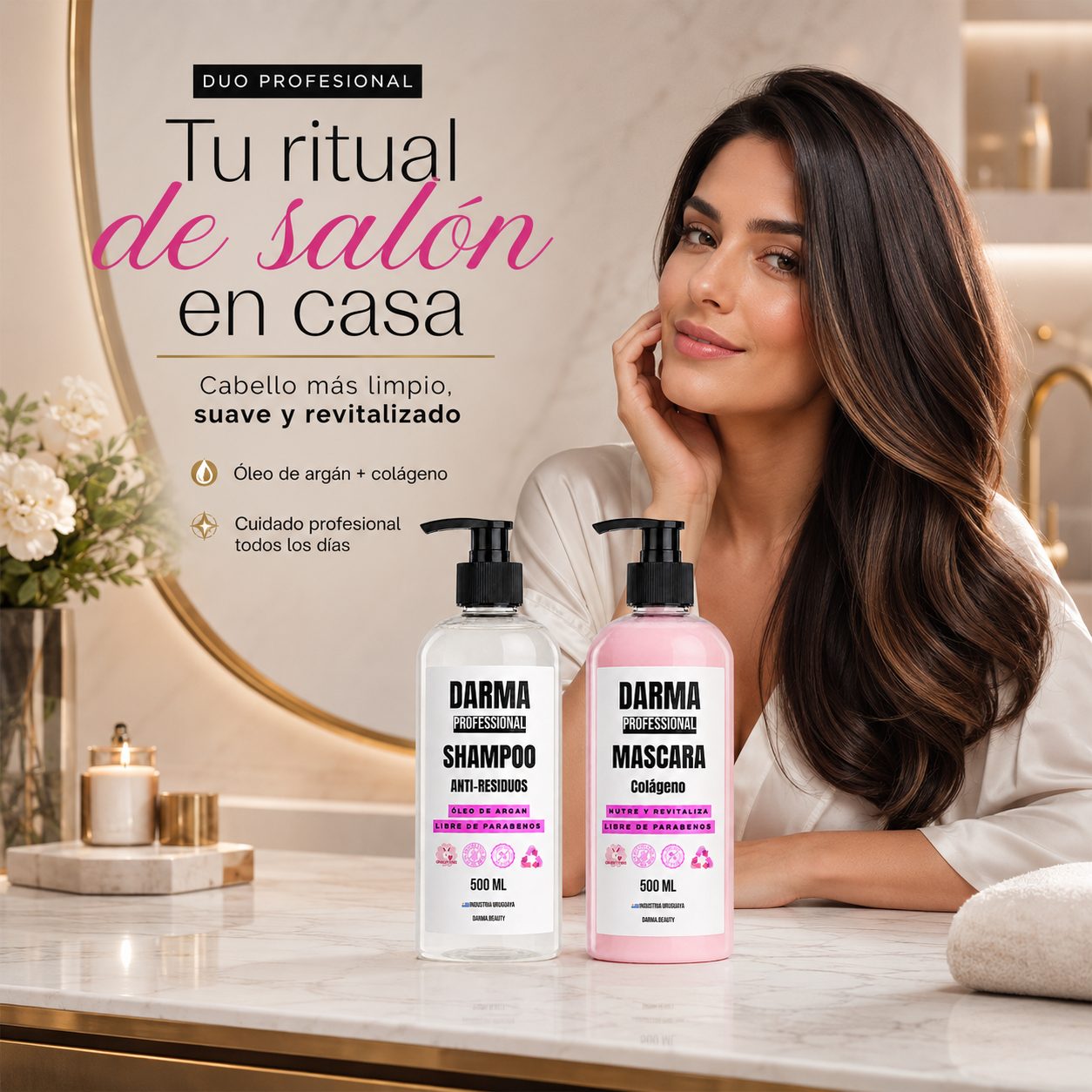 Pack Darma Professional Shampoo Anti-Residuos Alisado + Máscara Colágeno 500 ml