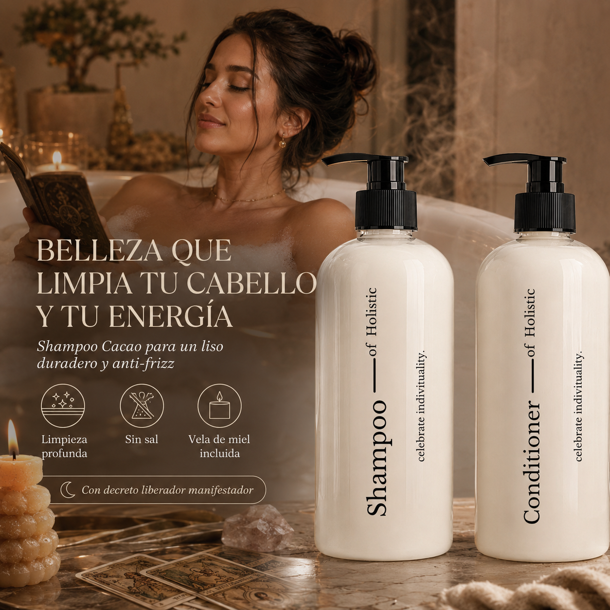 Shampoo Y Acondicionador Holistic Cacao 500ml + 500ml Sin Sal