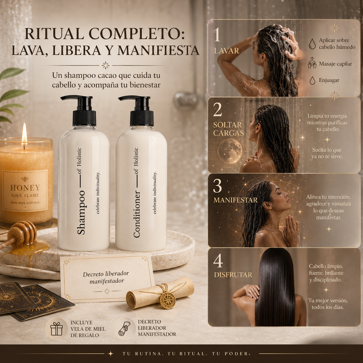 Shampoo Y Acondicionador Holistic Cacao 500ml + 500ml Sin Sal