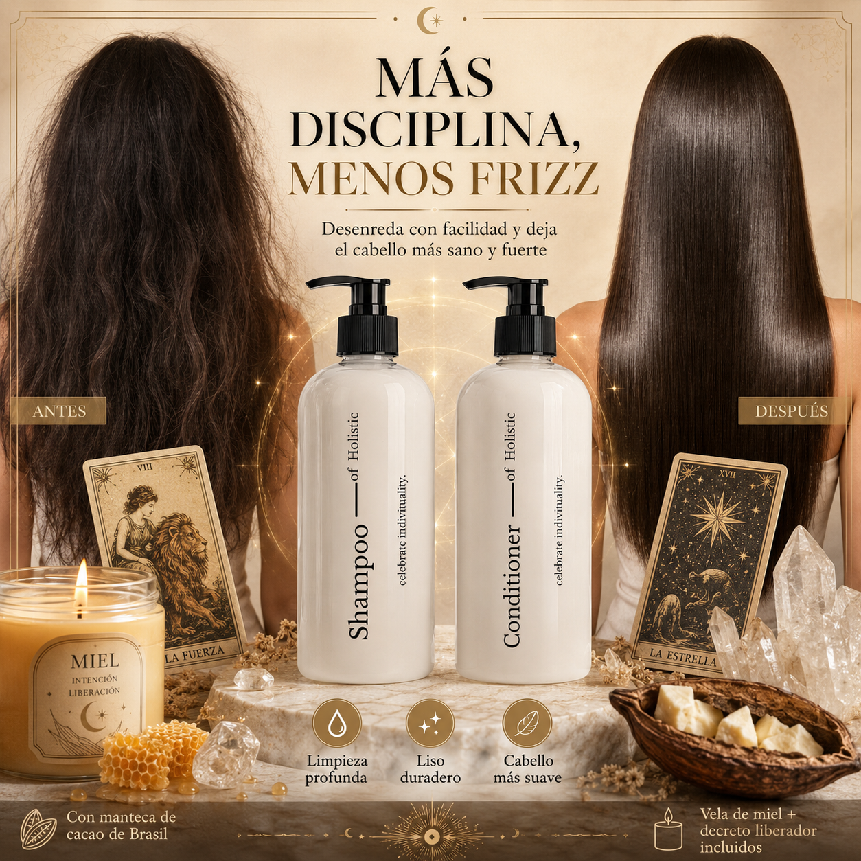 Shampoo Y Acondicionador Holistic Cacao 500ml + 500ml Sin Sal