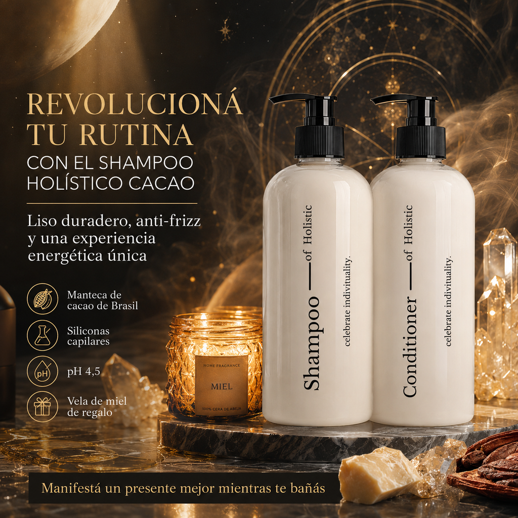 Shampoo Y Acondicionador Holistic Cacao 500ml + 500ml Sin Sal