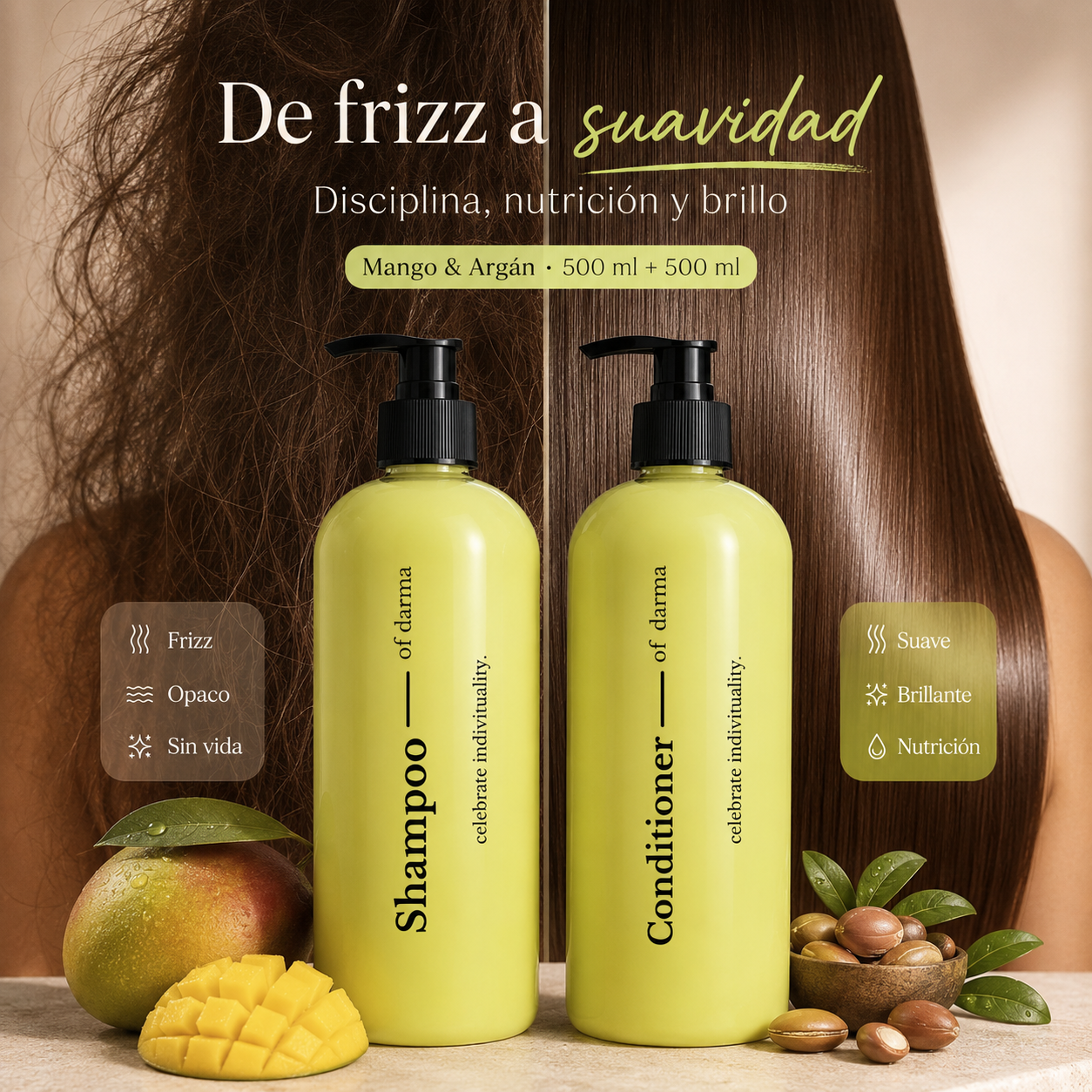 Pack Shampoo + Máscara Reconstructora Mango y Argán 500 ml