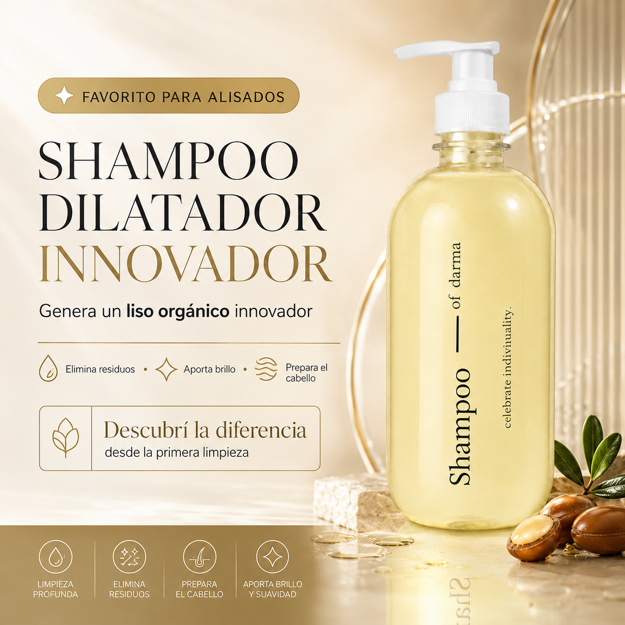 Shampoo Liso Orgánico con Argán Darma 500 ml